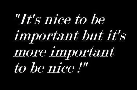 It's Nice To Be Important But It's More Important To Be Nice